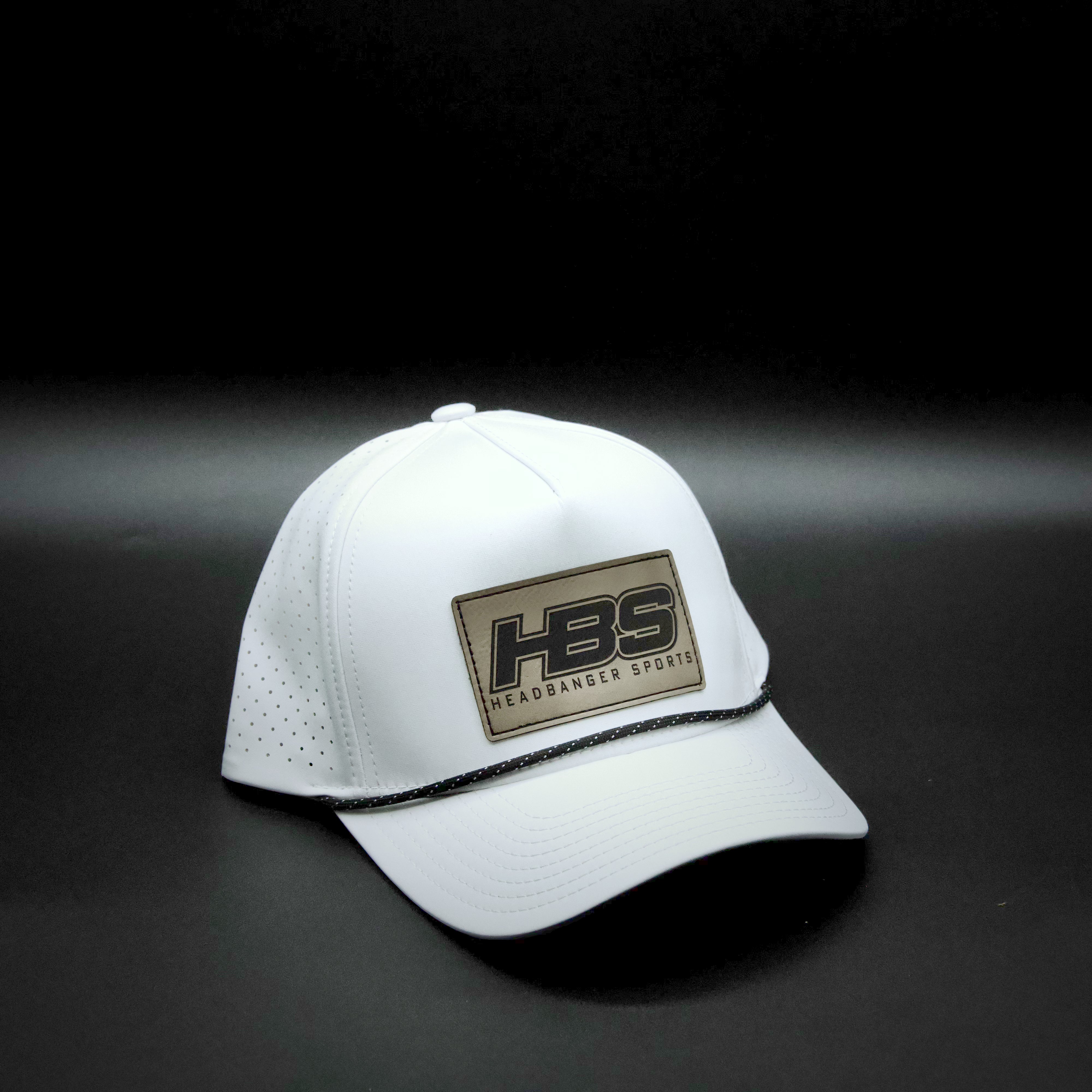 Headbanger Sports Exclusive White P424 Perforated Snapback Hat - Faux Leather Patch, Light Brown HBS Design | Stylish Casual Wear for Men & Women, Perfect for Streetwear, Sports & Outdoor Activities