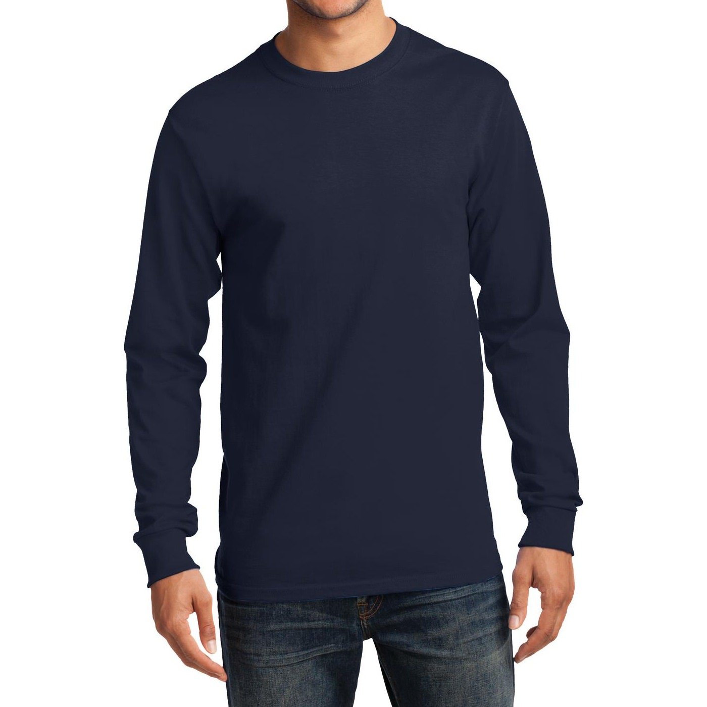 Men's Long Sleeve Essential T-Shirt - Soft Cotton Crewneck Basic Tee for Casual Wear, Layering & Everyday Comfort