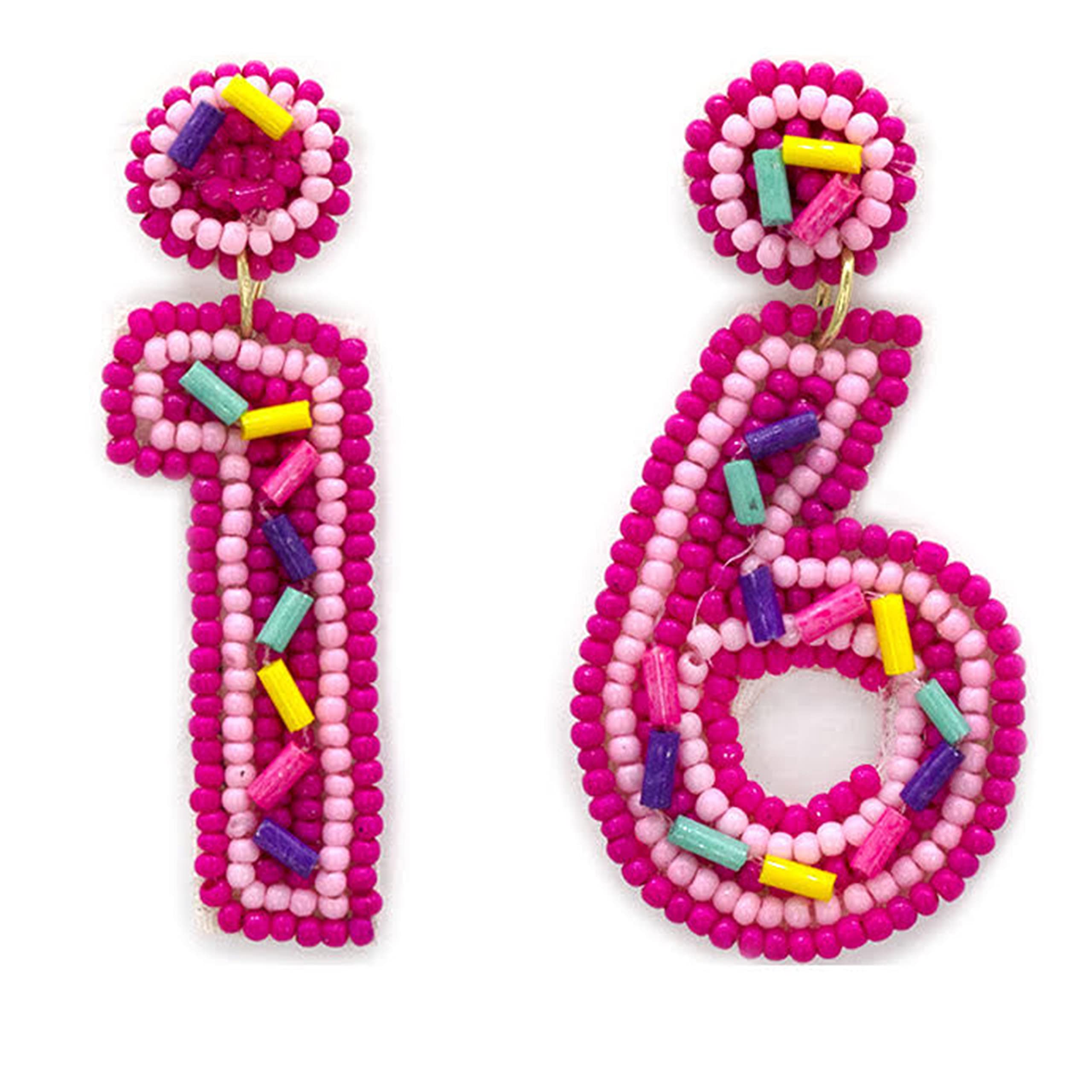 Miracle Collection Beaded Birthday Cake Earrings - Birthday Queen Jewelry for Women - Happy Birthday Party Accessories - Perfect for Celebrations, Birthdays & Special Occasions