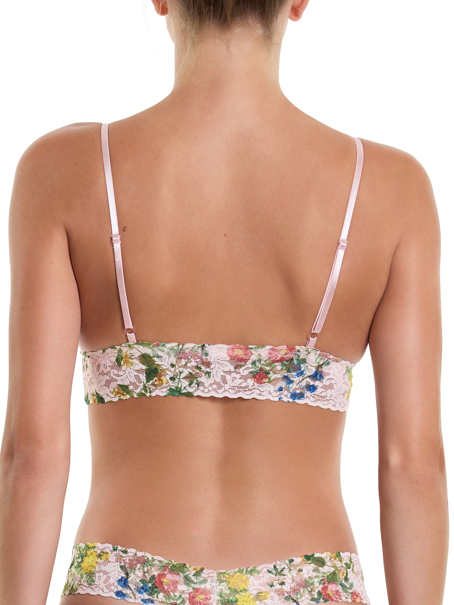 Printed Signature Lace Padded Triangle Bralette - Comfortable Wireless Bra for Women, Soft Stretch Fabric, Everyday Wear & Layering