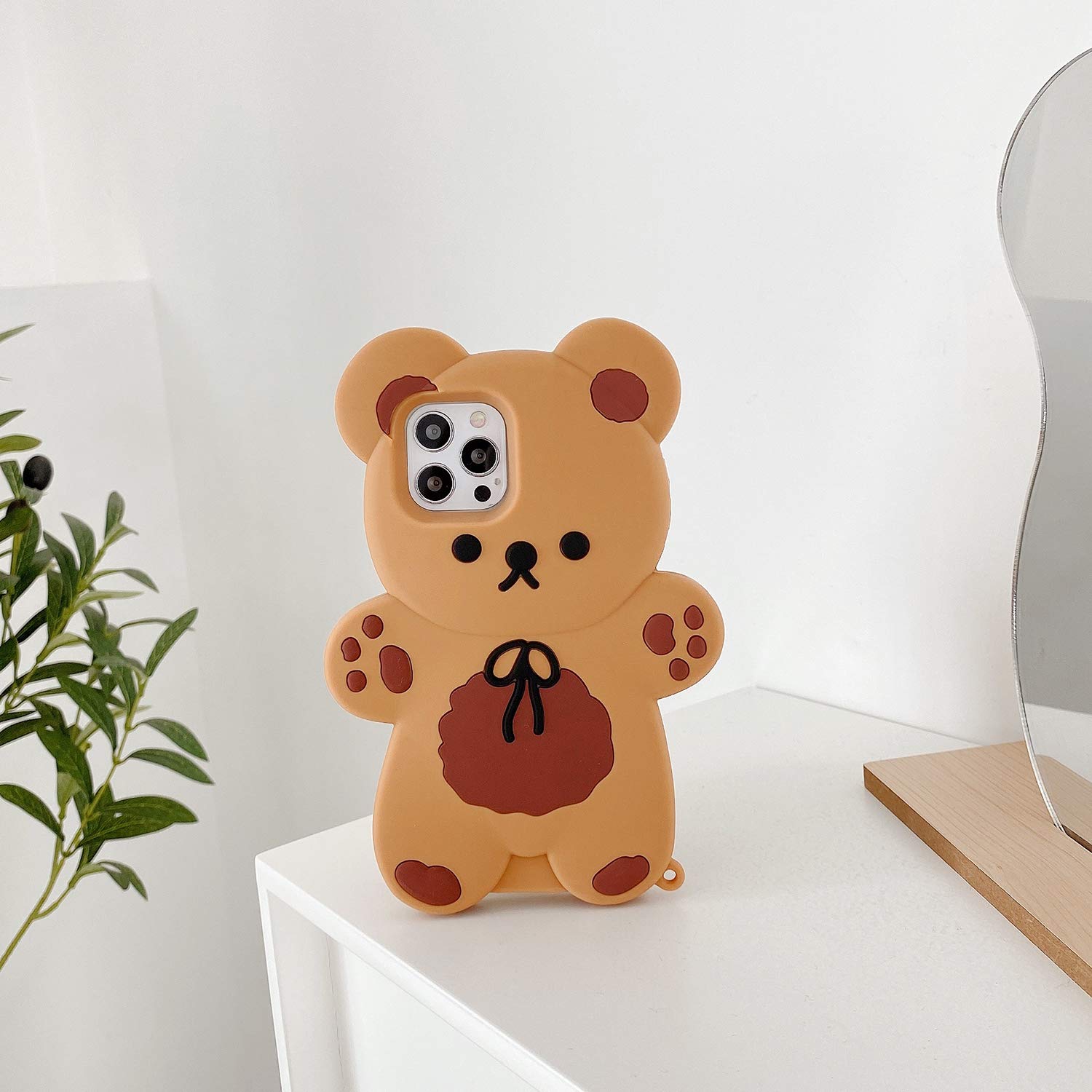 Cute Cartoon Bear Phone Case for iPhone 13 - 3D Soft Silicone Shockproof Cover with Keychain Teddy Bear Charm | Kawaii Yatchen Case for Women & Girls | Perfect Gift for Birthday, Valentine's Day & Daily Use