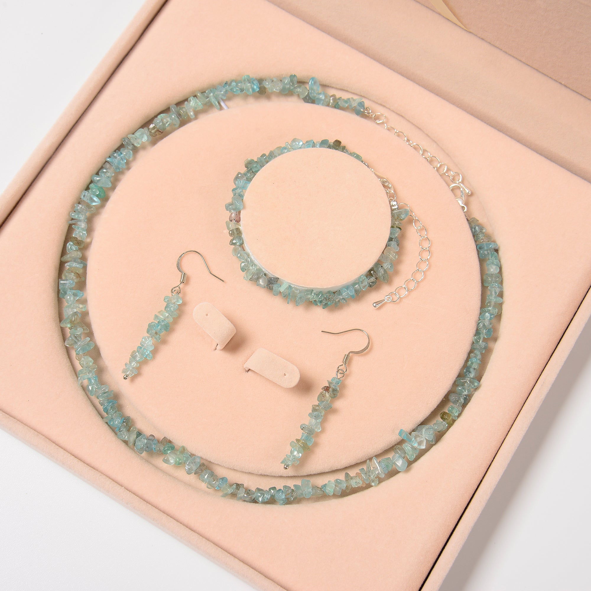 4-6mm Light Blue Apatite Beads Jewelry Set - Bracelet, Earrings & Necklace for Women | Healing Crystal Gift for Meditation, Yoga & Spiritual Practice