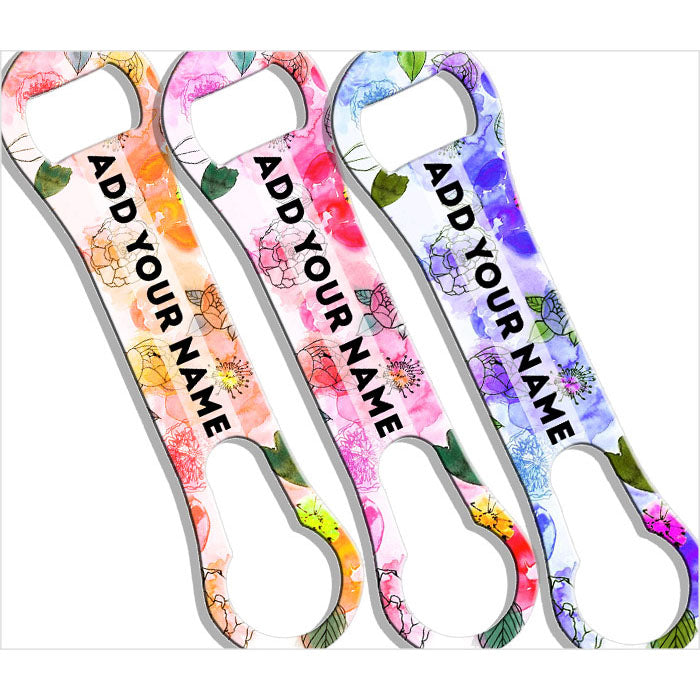 Personalized V Rod® Bottle Opener with Watercolor Floral Design - Perfect for Home Bars, BBQ Parties & Unique Gifts