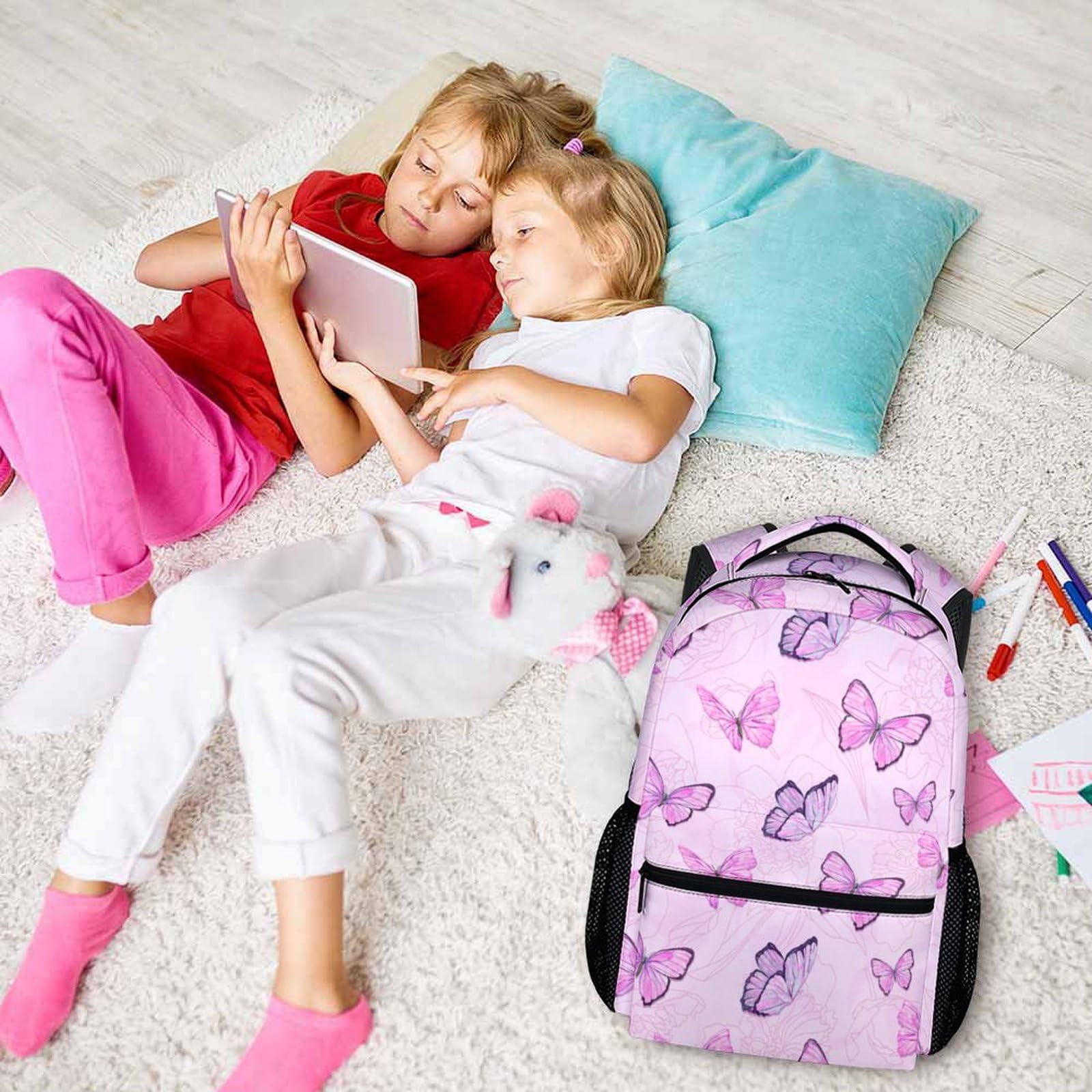 **Cute Butterfly Backpack for Girls Ages 6-8 - 17