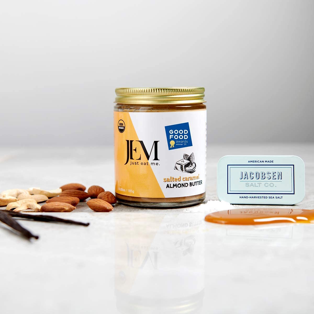 Organic Salted Caramel Sprouted Almond Butter - All Natural, Gluten-Free, Vegan, Paleo & Keto Friendly Nut Spread (6 oz Jar, 4-Pack) - Perfect for Healthy Snacking, Smoothie Bowls & Low-Carb Diets