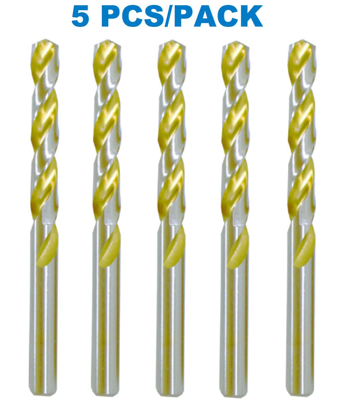 Premium 1/2 Inch HSS Titanium Coated Drill Bit Set - 5PC High Speed Steel Twist Bits for Metal, Iron & Steel Drilling - Perfect for DIY Projects, Metalworking & Home Repairs