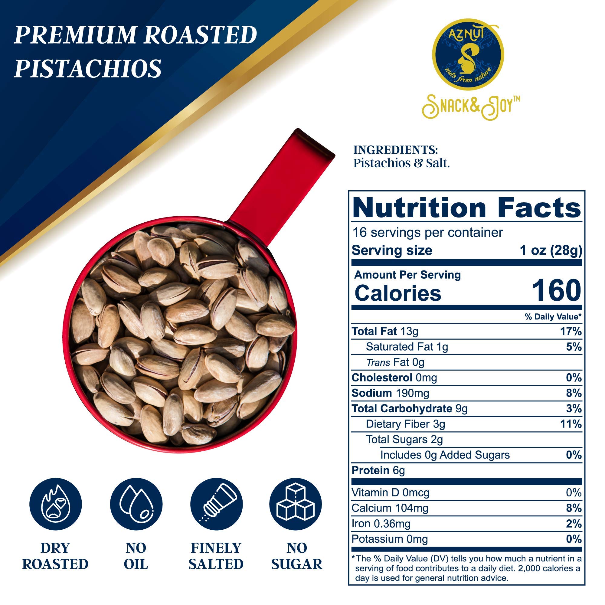 Premium AZNUT Turkish Antep Roasted Salted Pistachios 3 LB - 100% Natural Non-GMO Kosher Certified Snacks - Resealable Bag for Freshness - Perfect for Parties, Gifts & Healthy Snacking