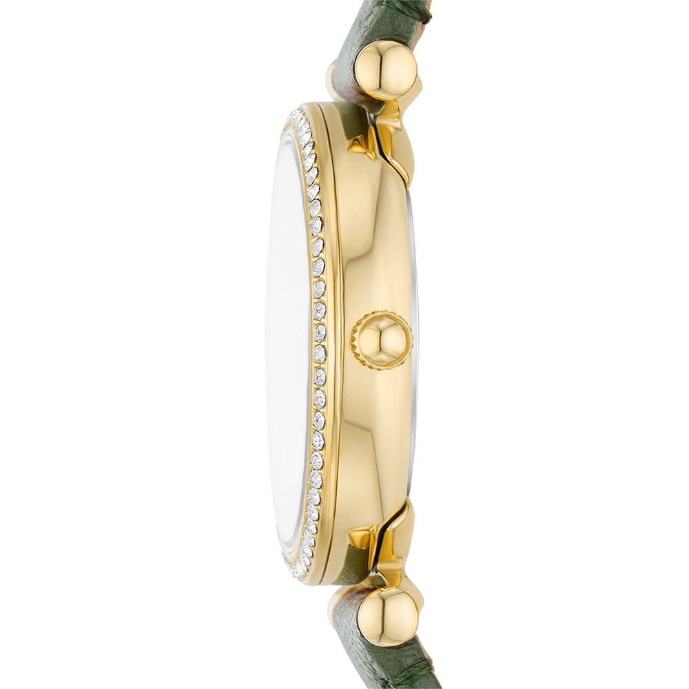 Fossil ES5298 Carlie Green Leather Women's Watch – Stylish & Elegant Timepiece for Everyday Wear, Office & Special Occasions