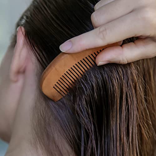 NKK Export - Natural Wooden Hair Comb for Curly Hair - Anti-Static Neem Wood Comb with Rounded Handle for Men, Women & Kids (2-Pack) - Perfect for Detangling, Styling & Gentle Scalp Massage