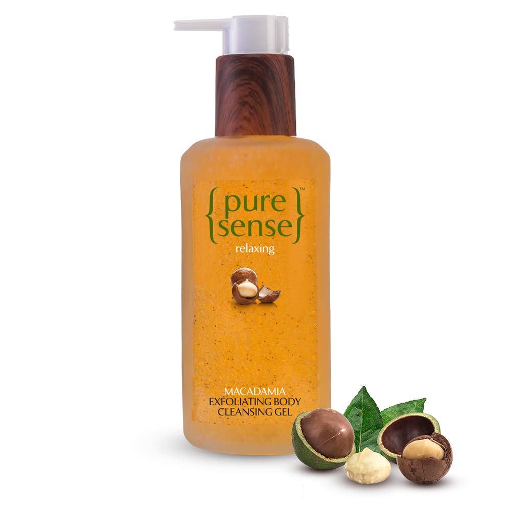 Relaxing Macadamia Exfoliating Body Wash - Sulfate & Paraben Free Cleansing Gel (200ml) for Smooth Skin - Perfect for Shower & Spa Days