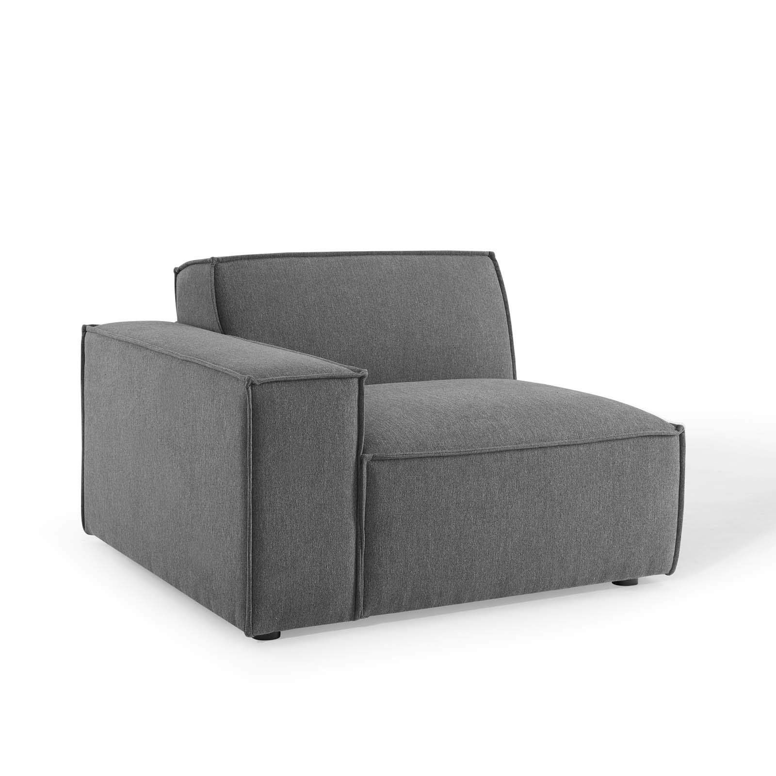 Modway EEI-4112-CHA 3-Piece Sectional Sofa Set in Charcoal - Modern L-Shaped Couch for Living Room, Lounge & Small Spaces