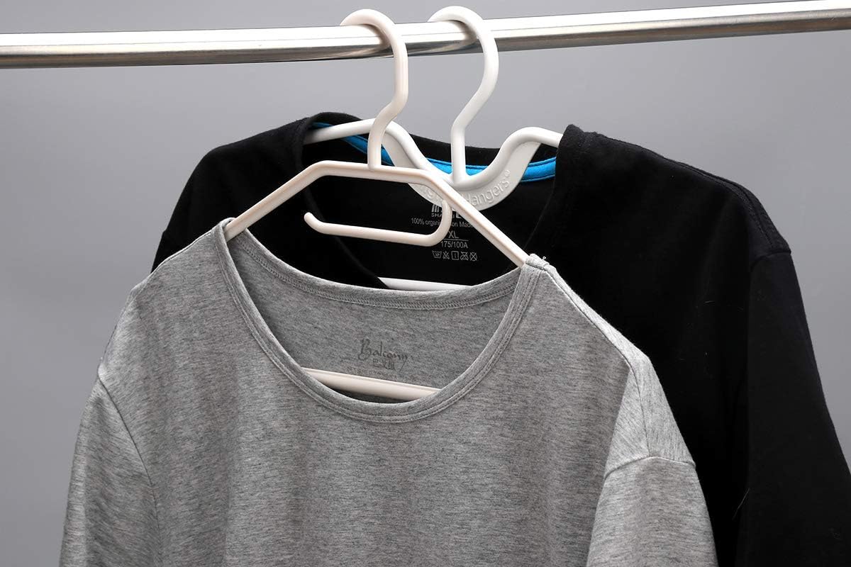 Higher Hangers 40-Pack Heavy Duty White Plastic Closet Organizers - 17 Inch Space Saving Clothes Hangers for Wrinkle-Free Storage | Perfect for Home, Apartment, Dorm, RV, Boat & Yacht Closet Organization