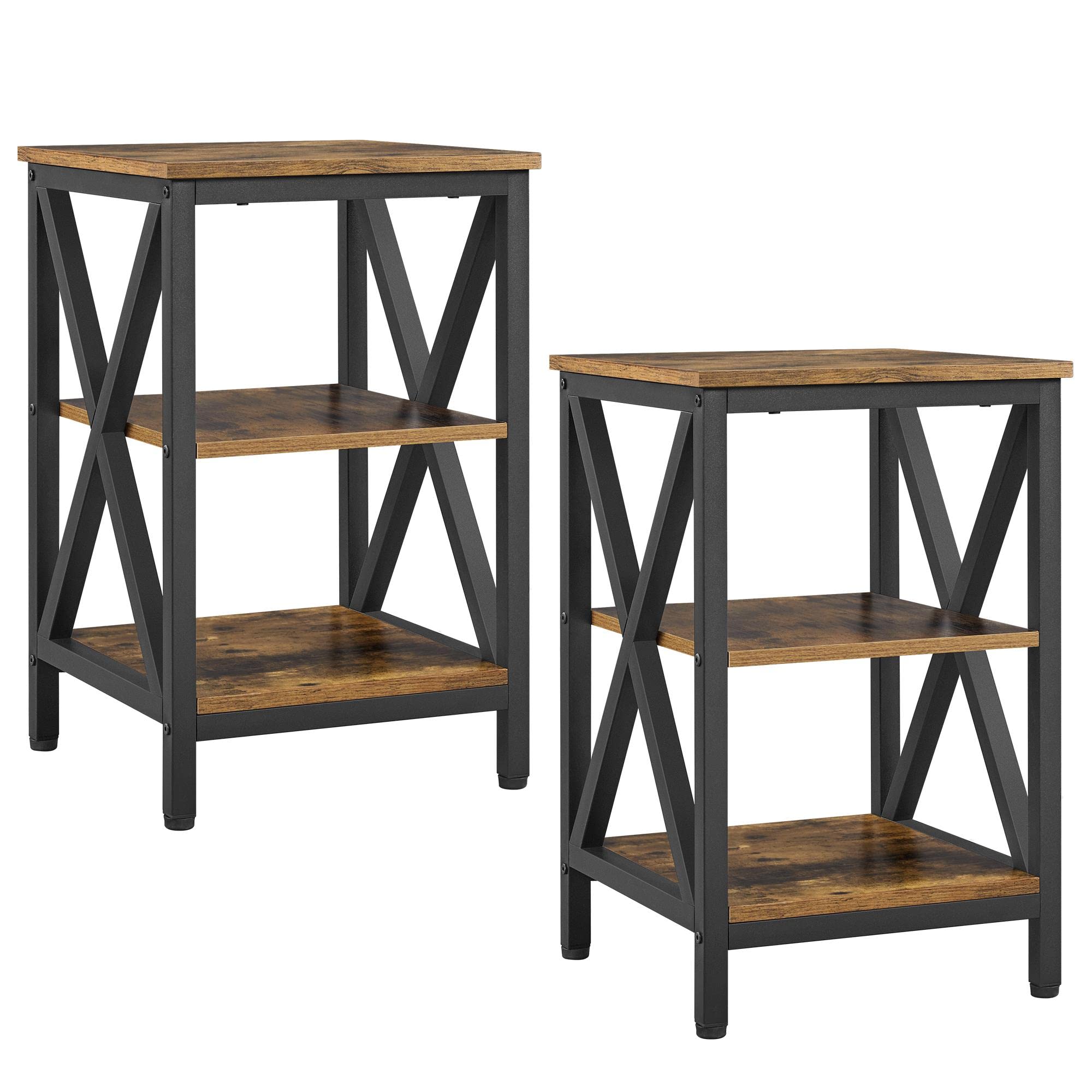 Yaheetech 3-Piece Lift Top Coffee Table Set with Hidden Storage - Industrial Style Rustic Brown Lift-Up Center Table & X-Shape End Tables for Living Room, Perfect for Small Spaces, Home Office, and Modern Farmhouse Decor