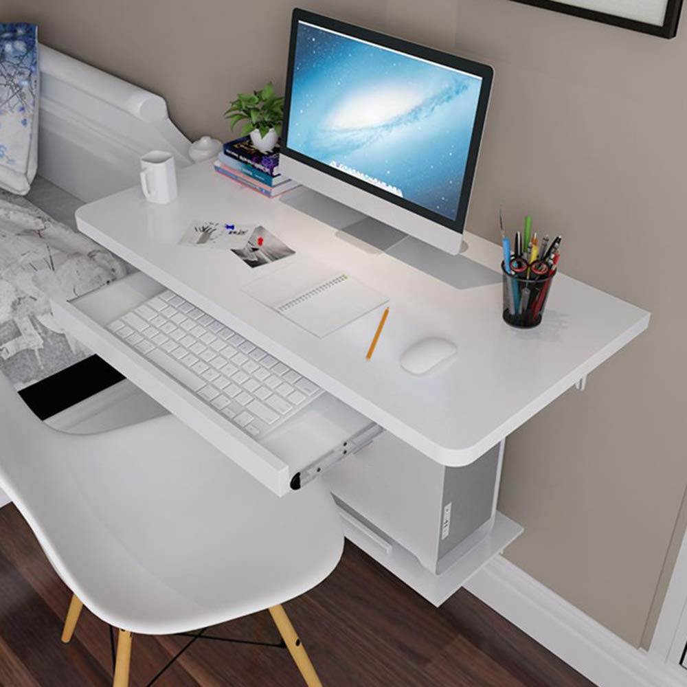 Wall-Mounted Computer Desk - Space Saving Floating Desk for Home Office, Bedroom & Small Spaces - Sturdy Steel Frame with Waterproof & Anti-Corrosion Surface Paint - Perfect for Remote Work, Gaming & Study