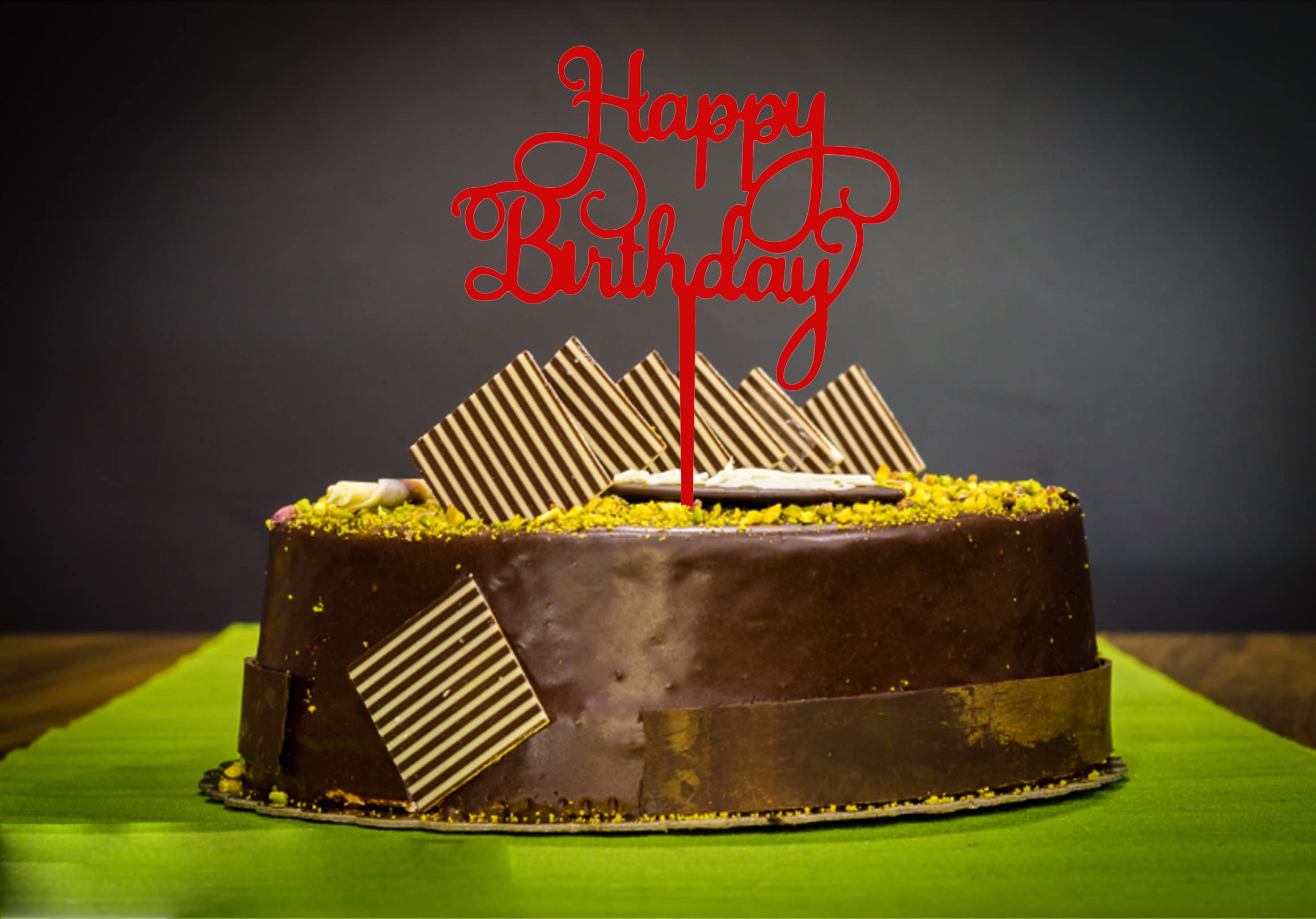Happy Birthday Cake Topper - Red Party Decorations for Birthday Cakes | Perfect for Birthday Parties, Baby Showers & Anniversary Celebrations