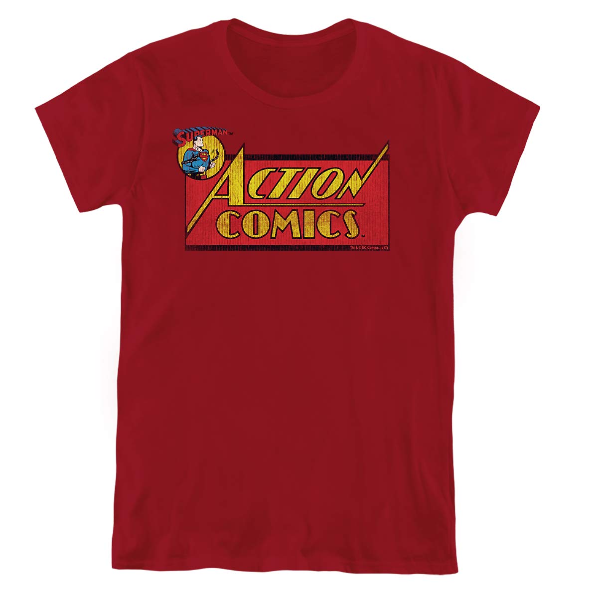 Superman Action Comics Logo Women's T-Shirt | DC Comics Graphic Tee | Superhero Fan Apparel | Perfect for Cosplay, Comic Con & Casual Wear