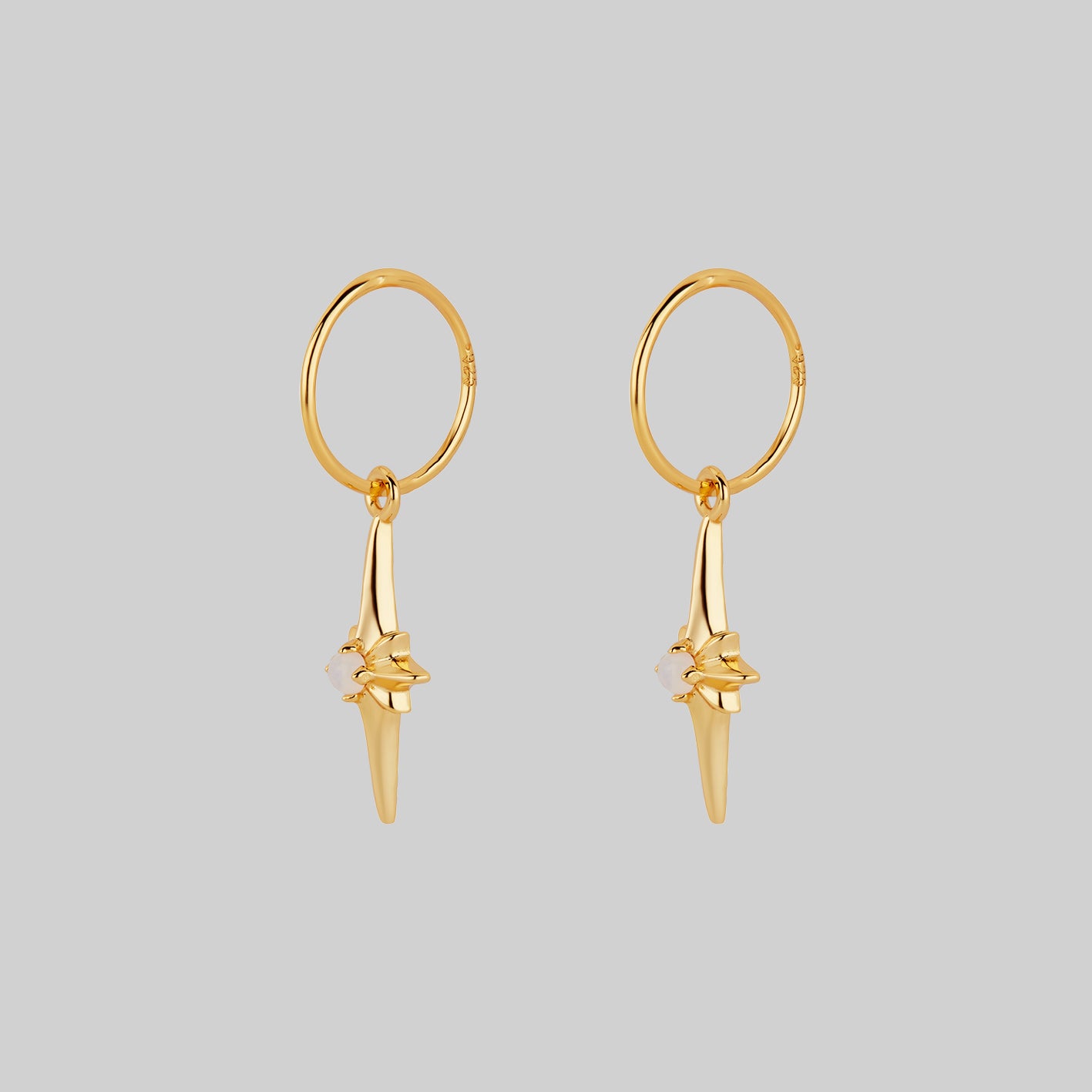 Opalite Hoop Earrings for Women - Gold Star Flare Design, Hypoallergenic Dangle Earrings for Everyday Wear & Special Occasions