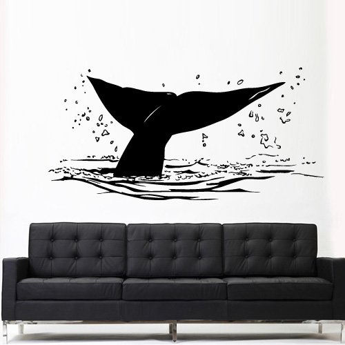 Whale Tail Wall Decal Sticker - Ocean Themed Removable Vinyl Art for Home & Nursery Decor - Perfect for Kids' Rooms, Bathrooms, and Beach House Wall Art (Z3146)