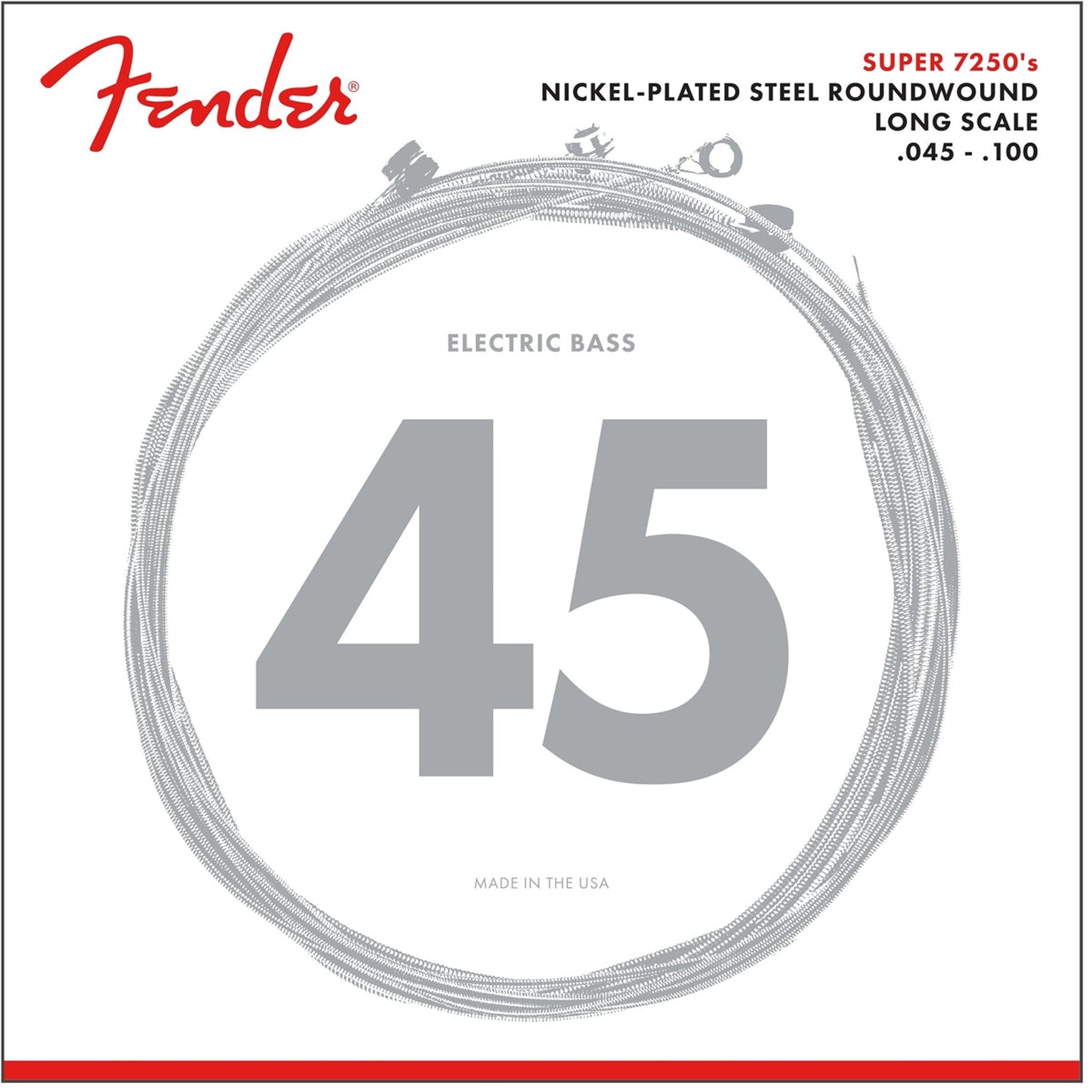 Fender 7250M 45-105 Roundwound Bass Guitar Strings - Premium Nickel Plated Steel for Deep Tone & Durability - Perfect for Rock, Jazz & Studio Recording