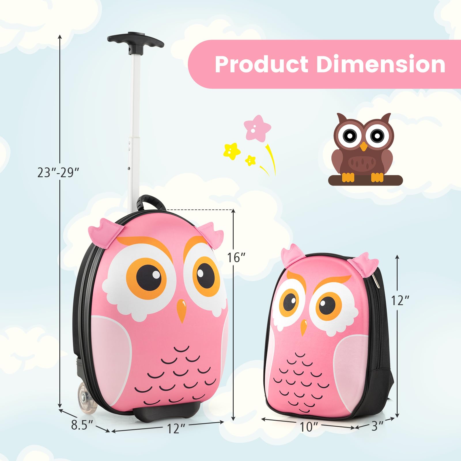 Goplus 2-Piece Kids Carry On Luggage Set - 16
