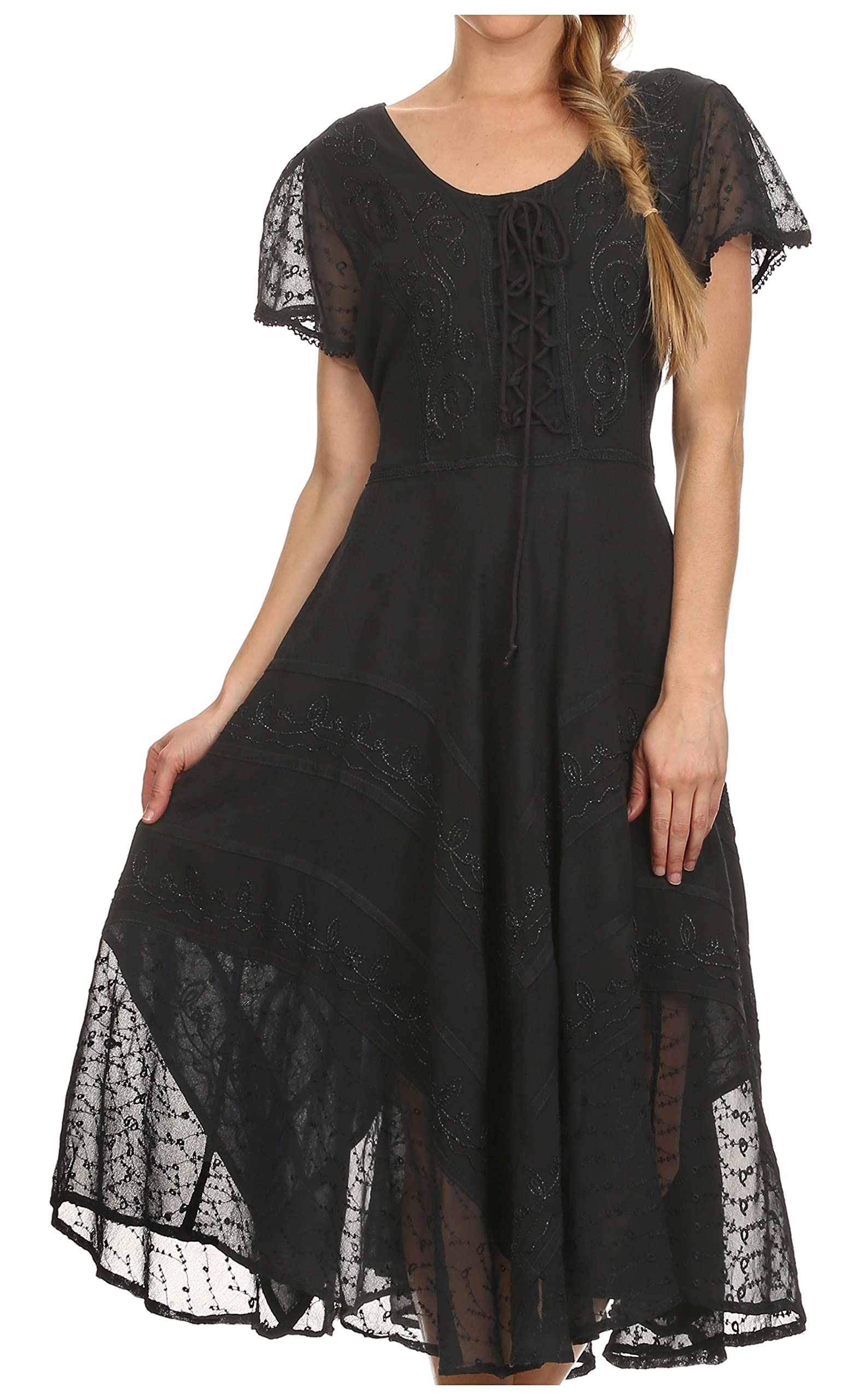 Sakkas Marigold Embroidered Fairy Dress for Girls - Elegant Floral Costume for Halloween, Birthday Parties & Photo Shoots