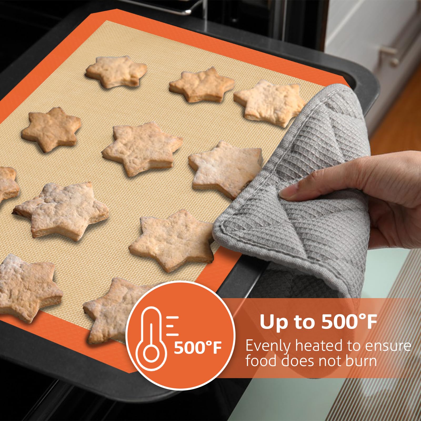 Non-Stick Silicone Baking Mat Set of 3 - Reusable Oven Baking Sheets for Cookies, Macaroons & Pastries | Dishwasher Safe & Easy Clean | Perfect for Home Baking, Cookie Decorating & Holiday Treats