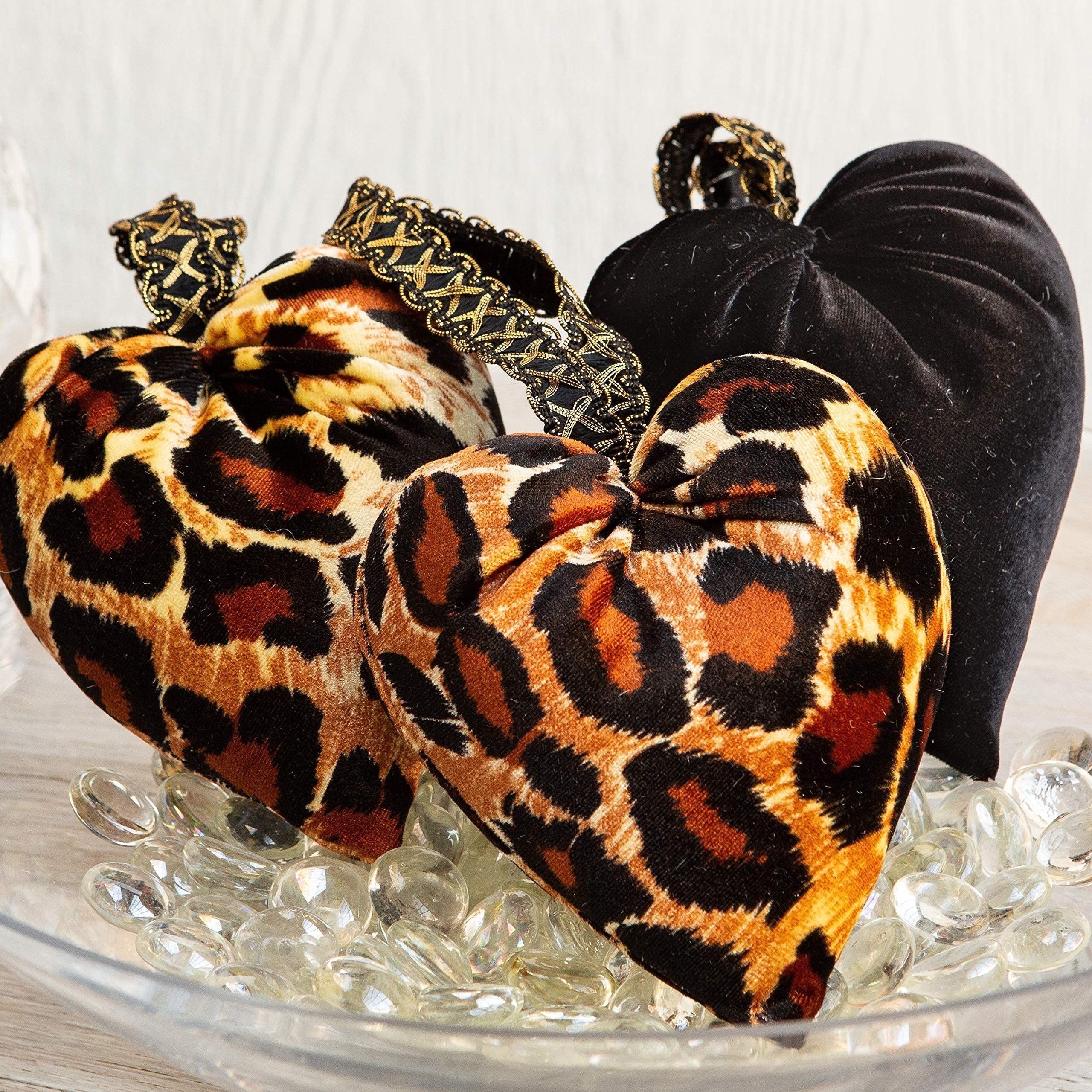 Leopard Velvet Hearts Set - Safari Nursery & Whimsigoth Decor for Home