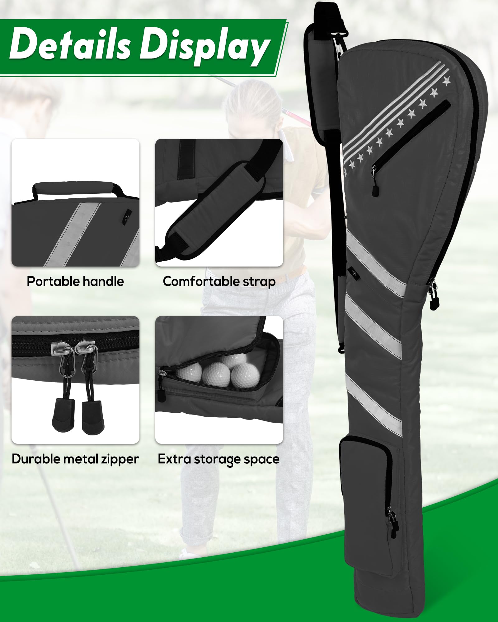 Lightweight Foldable Golf Sunday Bag with Shoulder Strap - Big Teeth Design for Driving Range & Par 3 Courses - Perfect for Practice Sessions with Few Clubs (Multi-Color Options)