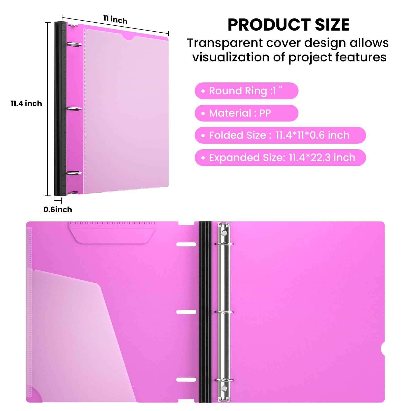 6 Pack 1 Inch Telescoping 3 Ring Binder - Flexible PVC-Free Binders for 8.5x11 Paper, 220 Sheet Capacity Clear View Binders for School, Office, and Home Organization | Perfect for Class Notes, Work Documents, and Project Presentations