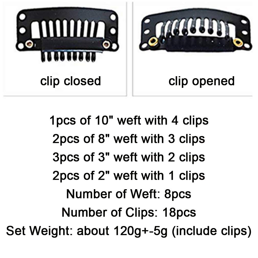8PCS 120g Kinky Curly Brazilian Virgin Human Hair Extensions with Clips - 18inch Remy Hair Bundles for Black Women | Perfect for Daily Styling, Parties & Special Occasions