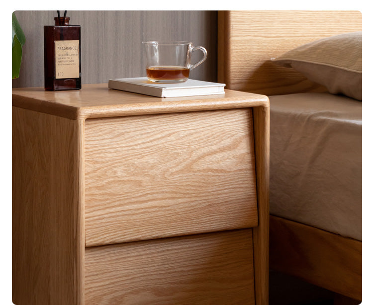 Solid Oak and Ash Wood Nightstand - Sturdy Bedside Table for Bedroom, Living Room, or Guest Room - Perfect for Storage and Decor