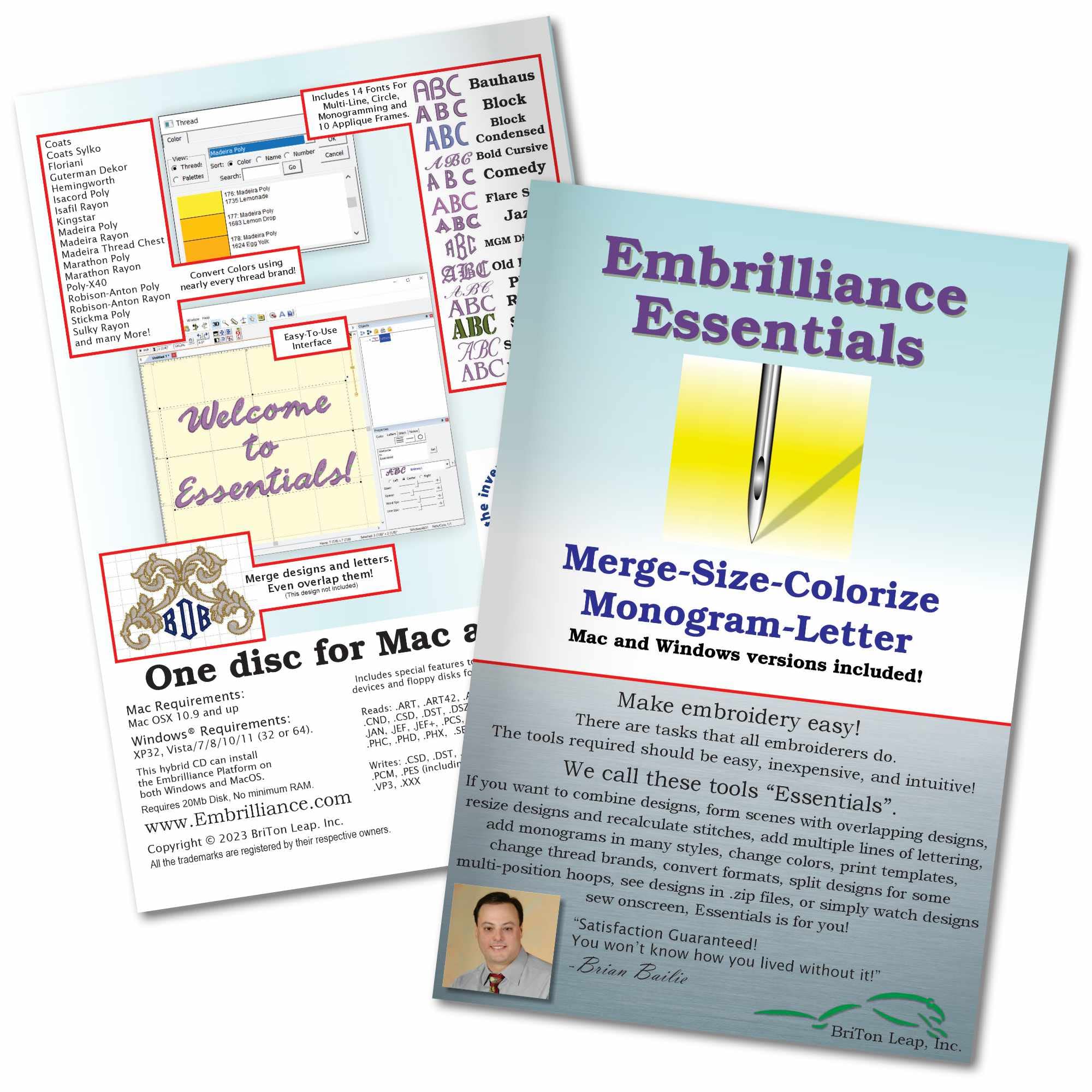 Embrilliance Essentials Embroidery Software for Mac & PC - Digitize & Personalize Designs for Home Decor, Apparel & Gifts