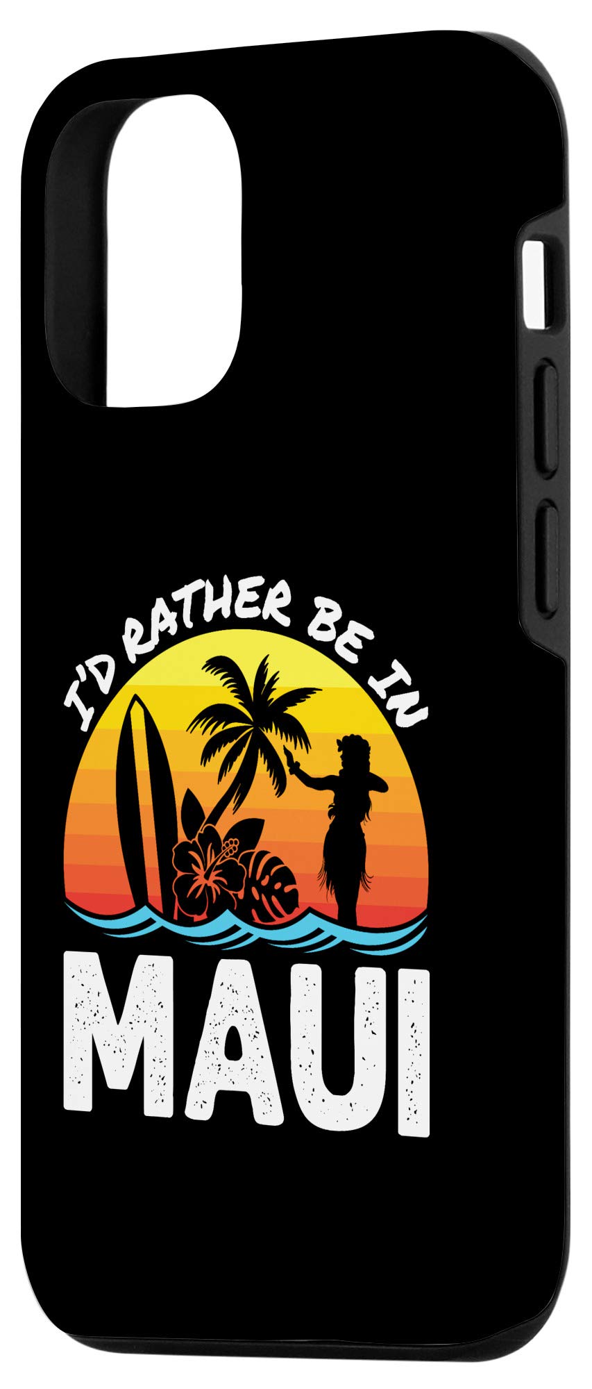 iPhone 12/12 Pro Hawaii Beach Retro Surfboard Palm Tree Phone Case - Durable Protective Cover for Travel, Vacation & Summer Beach Outings