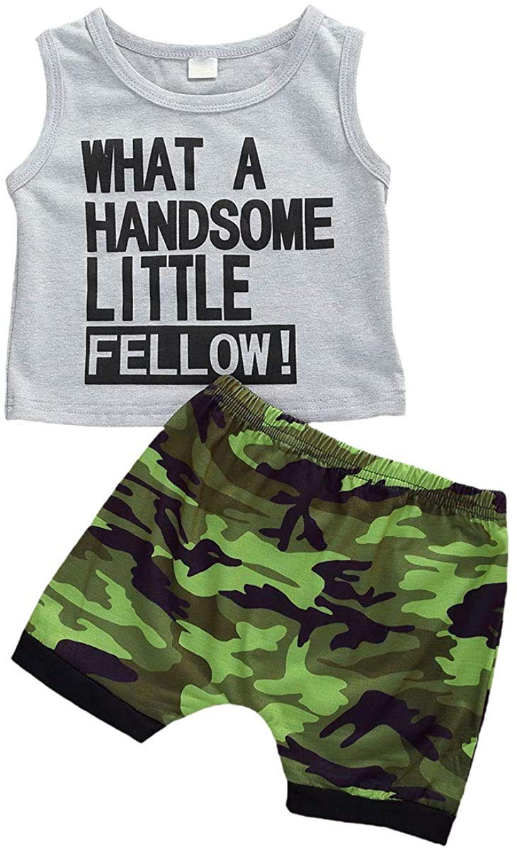 Toddler Boys Summer Outfit Set - Cute Black Sleeveless Tank Top & Camouflage Shorts | Cool & Comfortable Playwear for Beach, Park & Outdoor Activities
