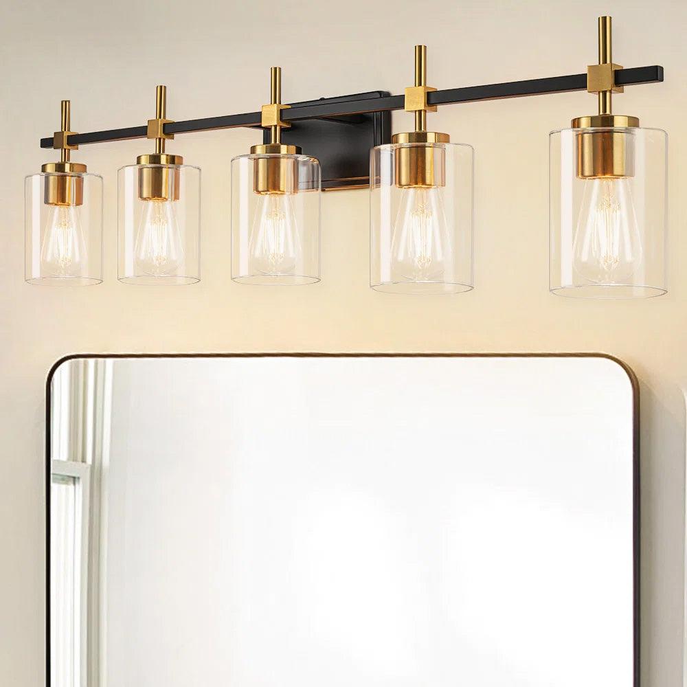 Jasper Modern Clear Glass 5-Light Bathroom Vanity Light Fixture - Perfect for Bathroom, Powder Room, and Dressing Area Lighting