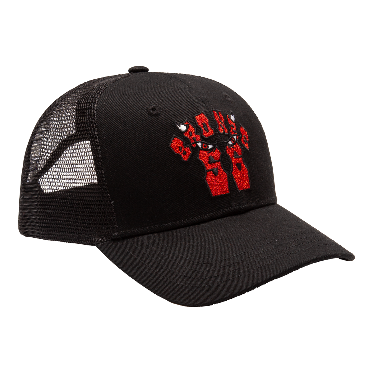 Bronze 56k Bullseye Trucker Hat - Black | Vintage Style Mesh Back Baseball Cap for Men & Women | Perfect for Outdoor Activities, Concerts, and Casual Wear
