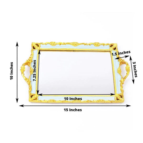 15x10 Inch Metallic Rectangular Mirror Serving Tray with Handles - Elegant Party Decor, Cocktail Serving, Home Decor & Gift Idea for Weddings, Hostess & Housewarming