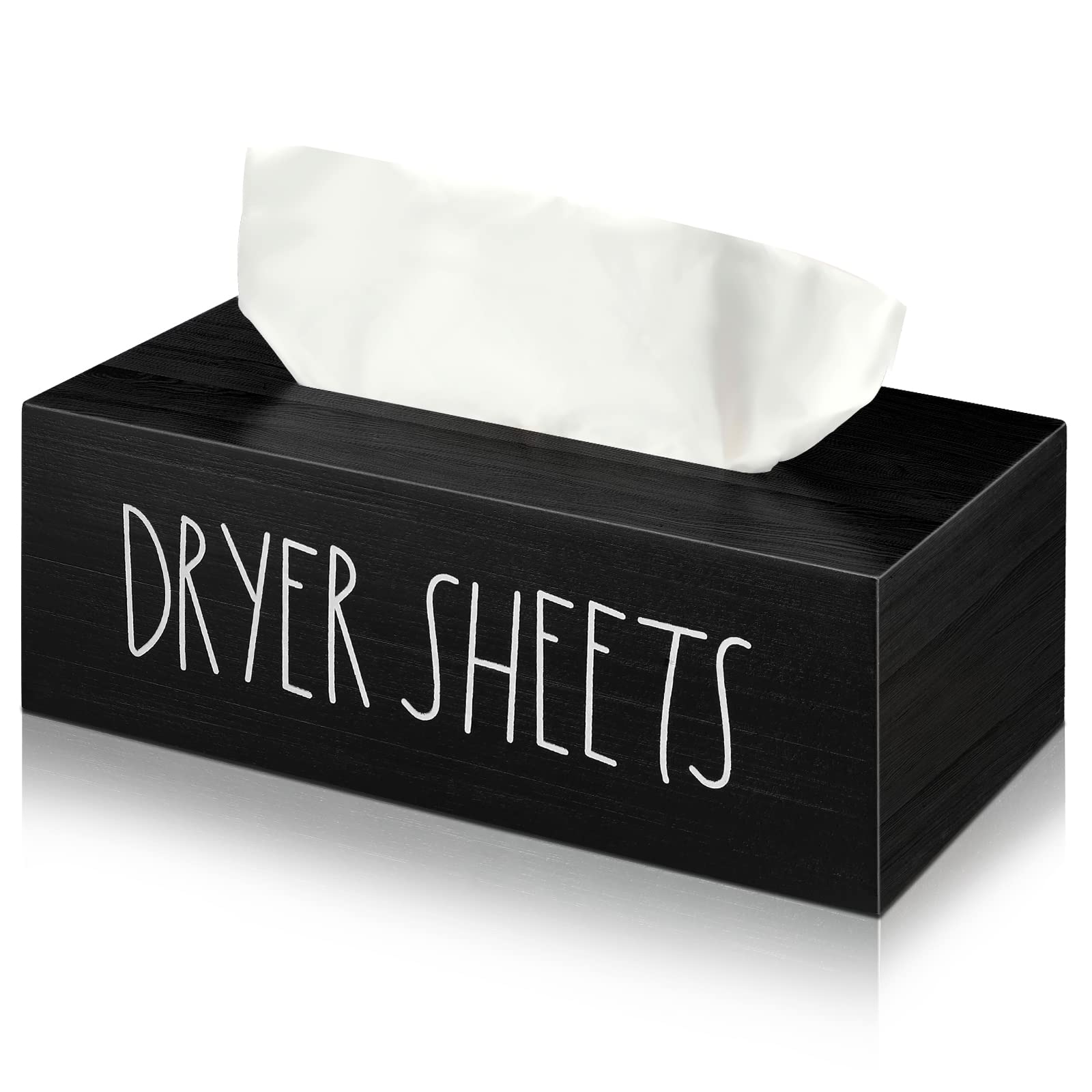 Luxury Wooden Dryer Sheet Holder Dispenser - Fabric Softener Storage Box for Laundry Room Organization - Black Wooden Decor with Light Luxury Style - Perfect for Laundry Room, Closet & Home Decor