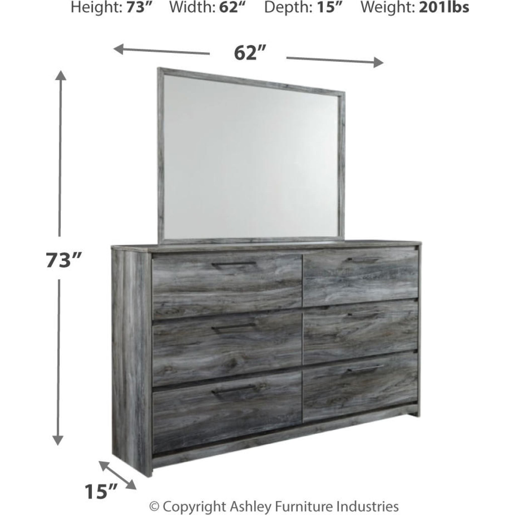 Baystorm 6-Piece Queen Size Bedroom Set with Upholstered Panel Headboard - Modern Gray Bed Frame, Nightstands & Dresser for Master Bedroom Decor