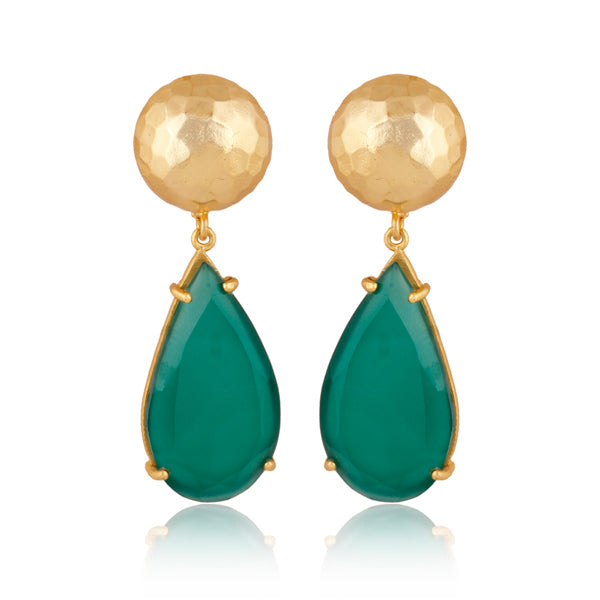 Ocean Tide Drop Earrings - Green Onyx Gemstone Dangle Earrings for Women | Boho Beach Jewelry Gift | Perfect for Weddings, Vacations & Summer Outfits