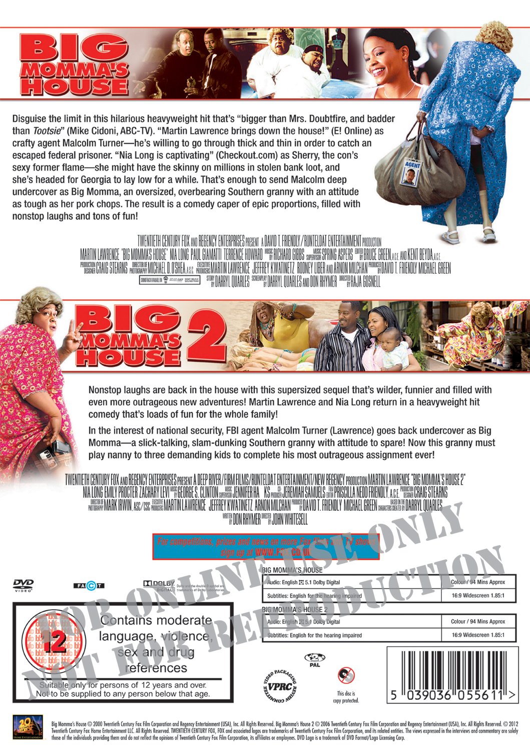 Big Momma's House & Big Momma's House 2 Double Pack DVD (2000) - Comedy Movie Collection for Family Movie Night & Home Entertainment