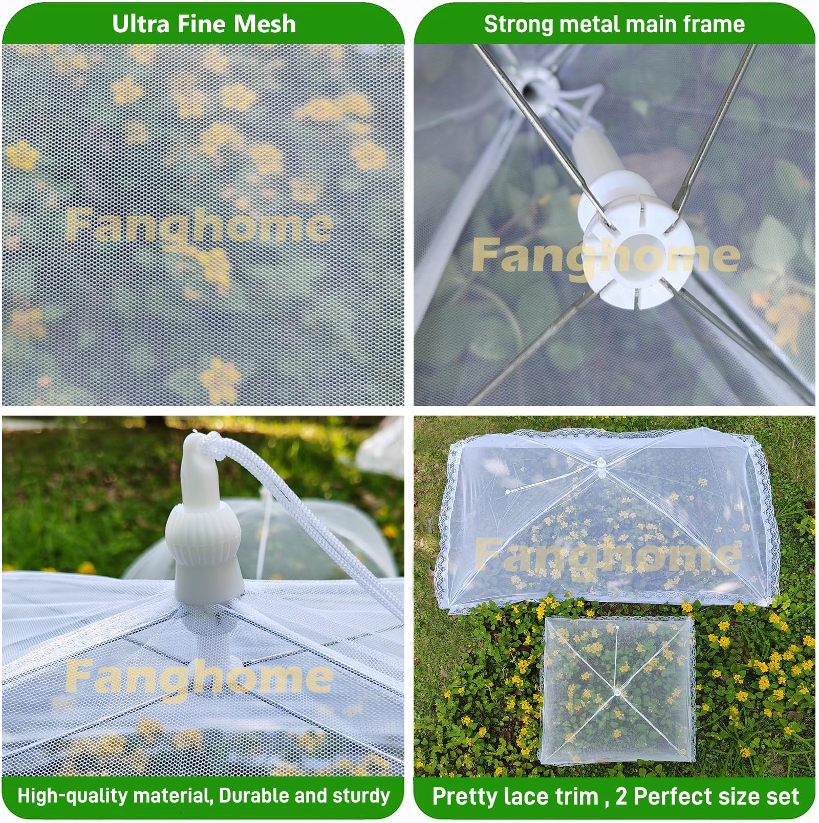 6-Pack Extra Large 40x24in & Large 17x17in Pop-Up Mesh Food Covers for Outdoor BBQ, Camping, Picnic - Windproof Food Tents for Parties, Beach & Backyard Gatherings