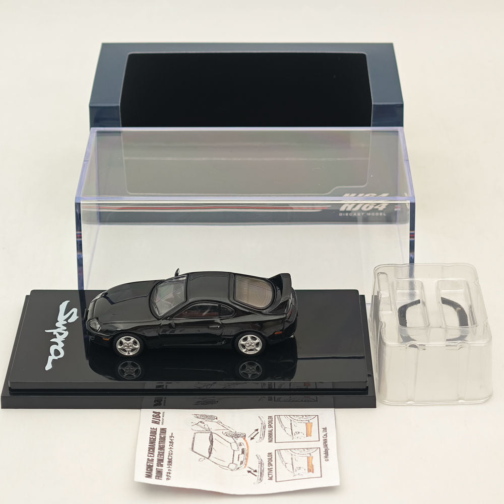 1/64 Toyota Supra RZ JZA80 Diecast Model Car with Active Spoiler - Black HJ642042BK - Hobby Japan Collectible for Car Enthusiasts | Perfect for Display, Gifts, and Model Car Collections