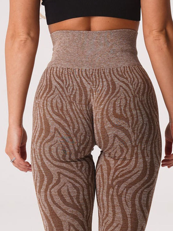 ZASUWA Women's Zebra Print High Waisted Scrunch Butt Lifting Seamless Leggings - Yoga, Workout & Casual Wear