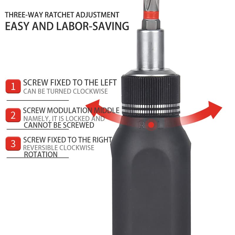 28-in-1 Magnetic Ratchet Screwdriver Set with Hidden Bits - Professional Multi-Tool for DIY, Home Repairs & Electronics Maintenance | Perfect for Handymen, Carpenters & Tech Enthusiasts