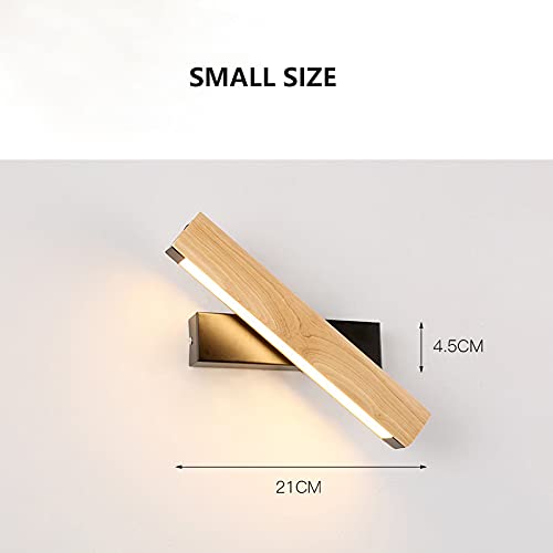 LITFAD Matte Black Rectangle Wall Light - Adjustable LED Wall Sconce with Rotatable Nordic Wooden Head, Warm White Lighting for Bedroom, Living Room, Hotel Decor | Modern Linear Wall Lamp for Ambient & Task Lighting