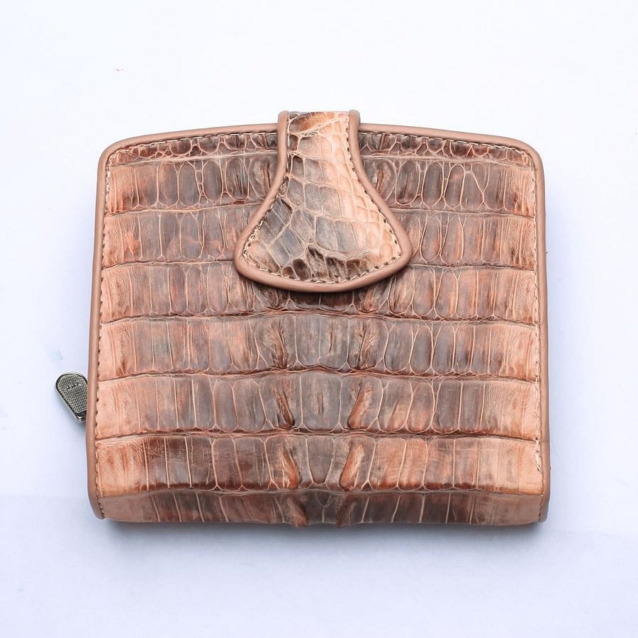 Two-Tone Old Rose Crocodile Embossed Women's Wallet - Luxury Leather Clutch for Everyday Use & Special Occasions