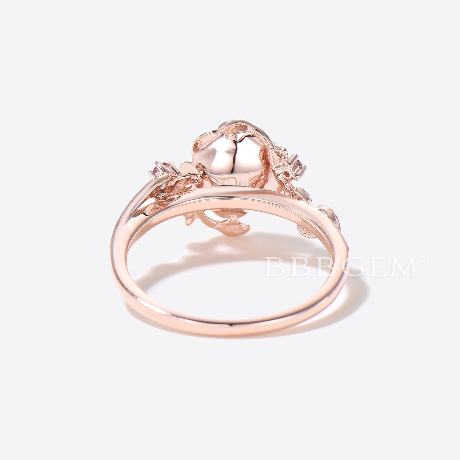 Floral Round White Opal Engagement Ring - Rose Flower Fire Opal Wedding Band - Twig Leaf Amethyst Promise Ring - October Birthstone Jewelry for Women - Perfect for Proposals, Anniversaries & Special Occasions