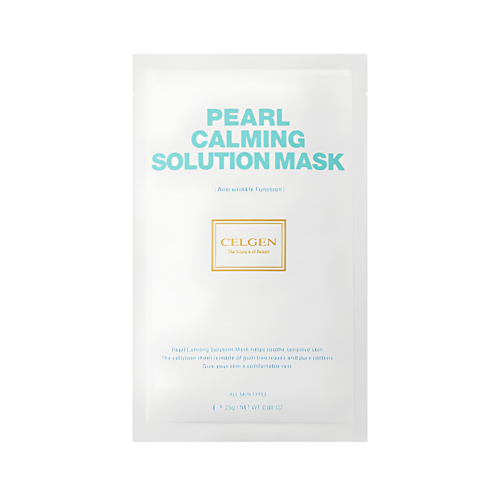 CELGEN Pearl Calming Solution Mask - 5 Pack (25g Each) | Hydrating & Soothing Facial Sheet Mask for Dry, Sensitive Skin | Perfect for Spa Night, Travel & Self-Care Routine