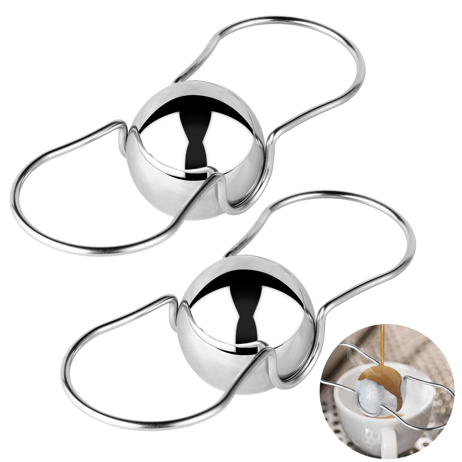 2 Pack Stainless Steel Espresso Chilling Balls - Rapid Coffee Cooling Balls for Espresso & Iced Coffee - Perfect Espresso Machine Accessories for Home Baristas & Coffee Lovers